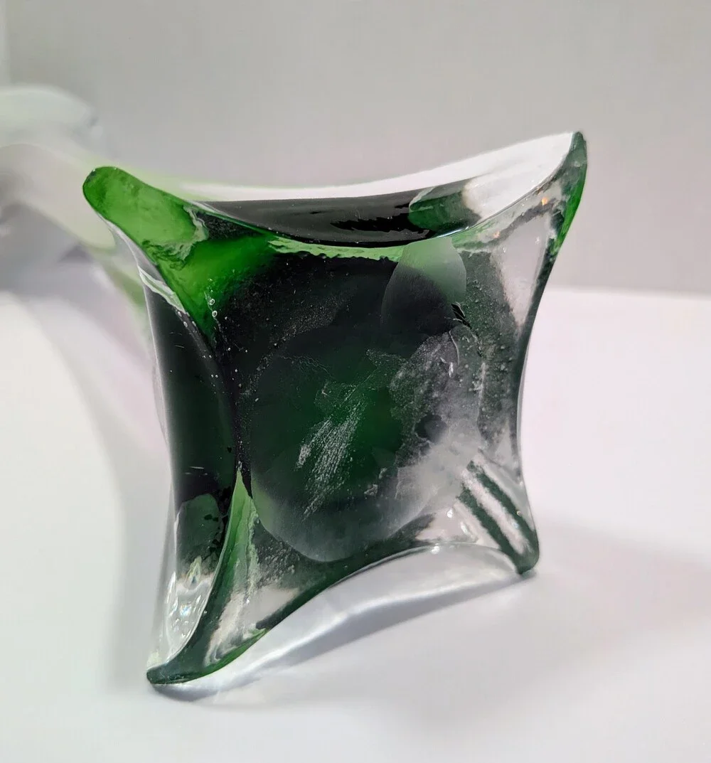 Vintage Murano Style Glass Jack in the Pulpit Vase Calla Lily Purple Green 15